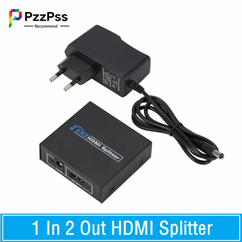 PzzPss 1080P HDMI Splitter 1 In 2 Out Full HD 1080P Video HDMI Splitter Switcher 1X2 Split 1 In 2 Out For HDTV DVD PS3