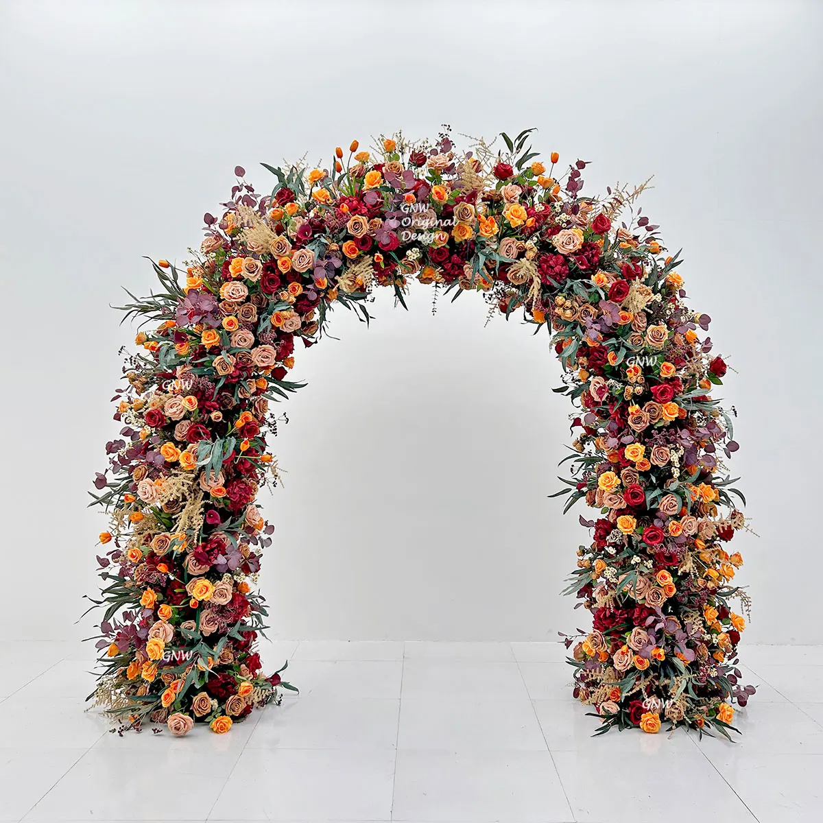 Hot Sale Wholesale Decorative Silk Flower Supplies Artificial Roses Events Wedding Heart Shaped Frame Backdrop
