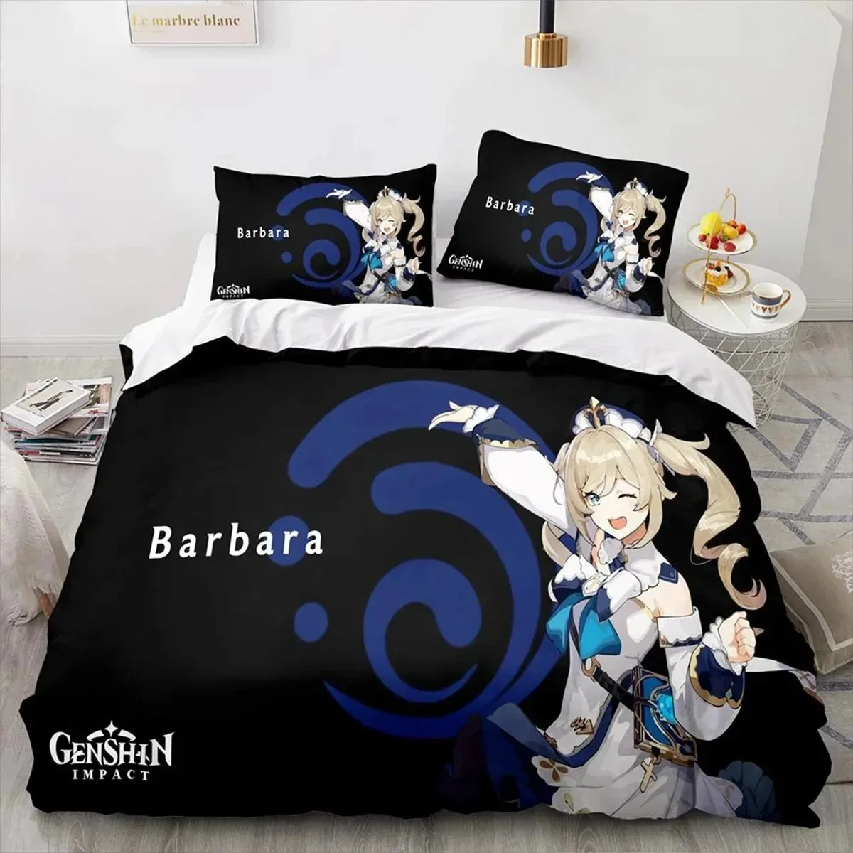 

Anime Genshin Impact Xiao SUCROSE Qiqi Bedding Set 3D Printed Suitable for Bedroom Duvet Cover Set With Pillowcases Home Textile