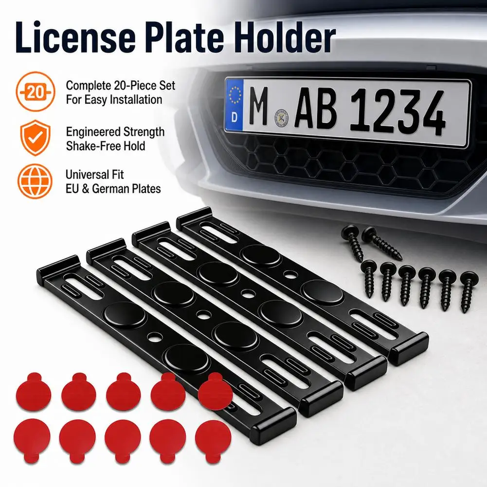 Universal European License Plate Holder Bracket Mounting Kit Weatherproof Rustproof Car Number Plate Frame Holder for EU Cars Se