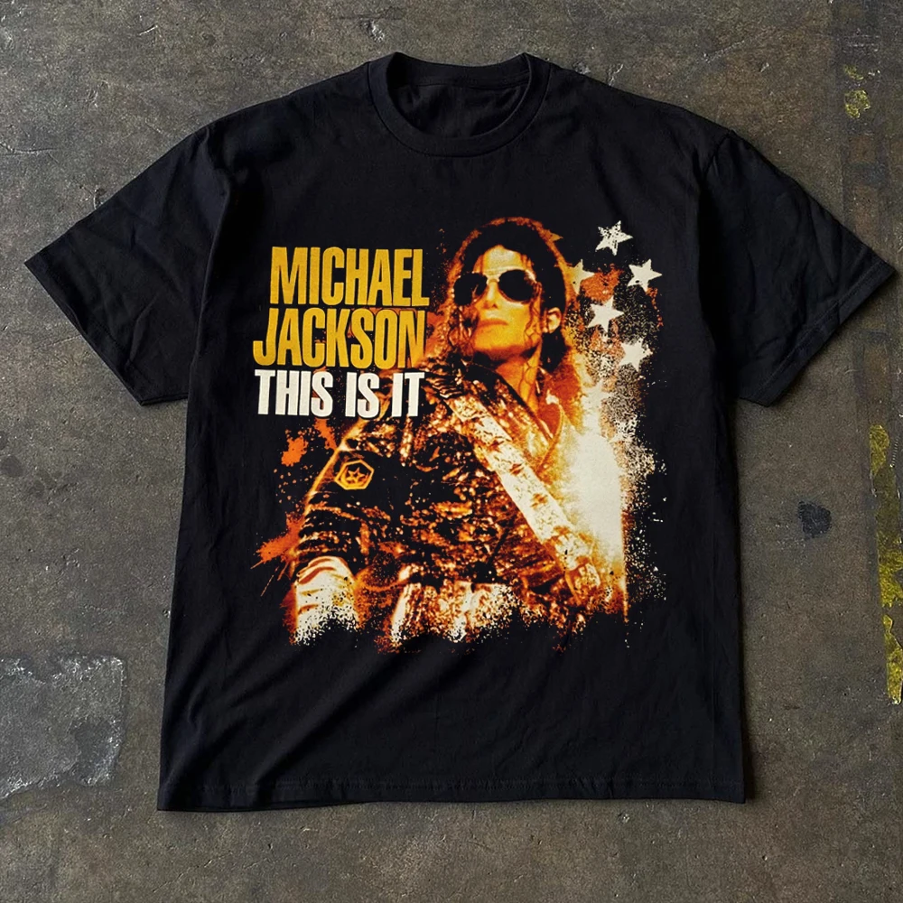 Michael Jackson Modern Redesign T-shirt Men and Women Summer Cotton Y2K Clothing Fashion Round Neck Short Sleeved Tee Fan Gifts