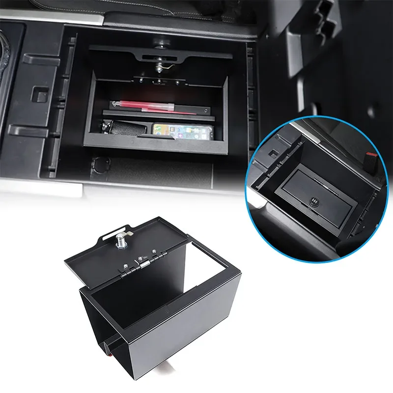 For Nissan Titan 2016-2023 Carbon Steel Black Car Armrest Storage Privacy Password Lock Security Safe Box Interior Accessories