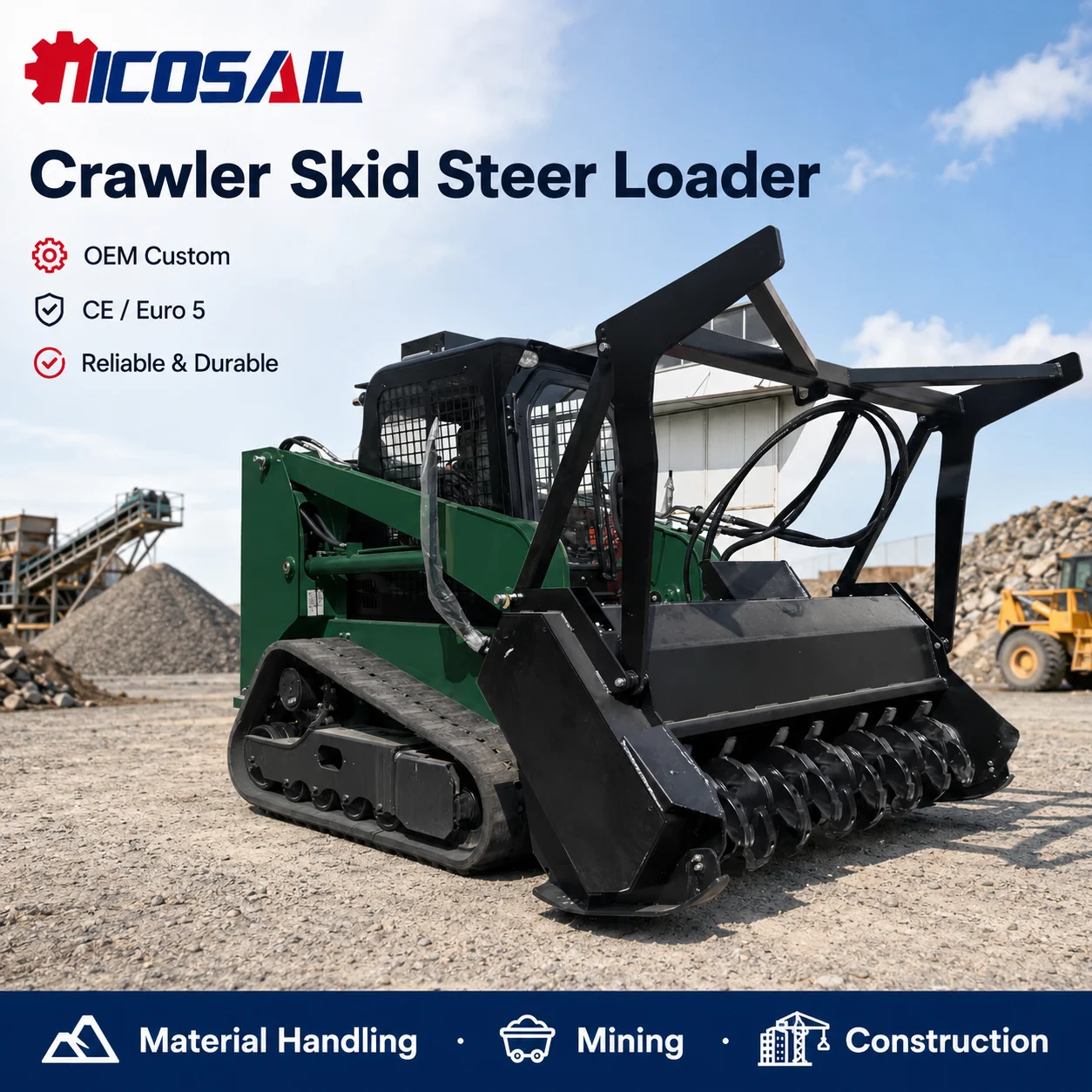 OEM Custom Crawler Skid Steer Loader CE Euro 5 for Industrial Material Handling, Mining and Construction Operations