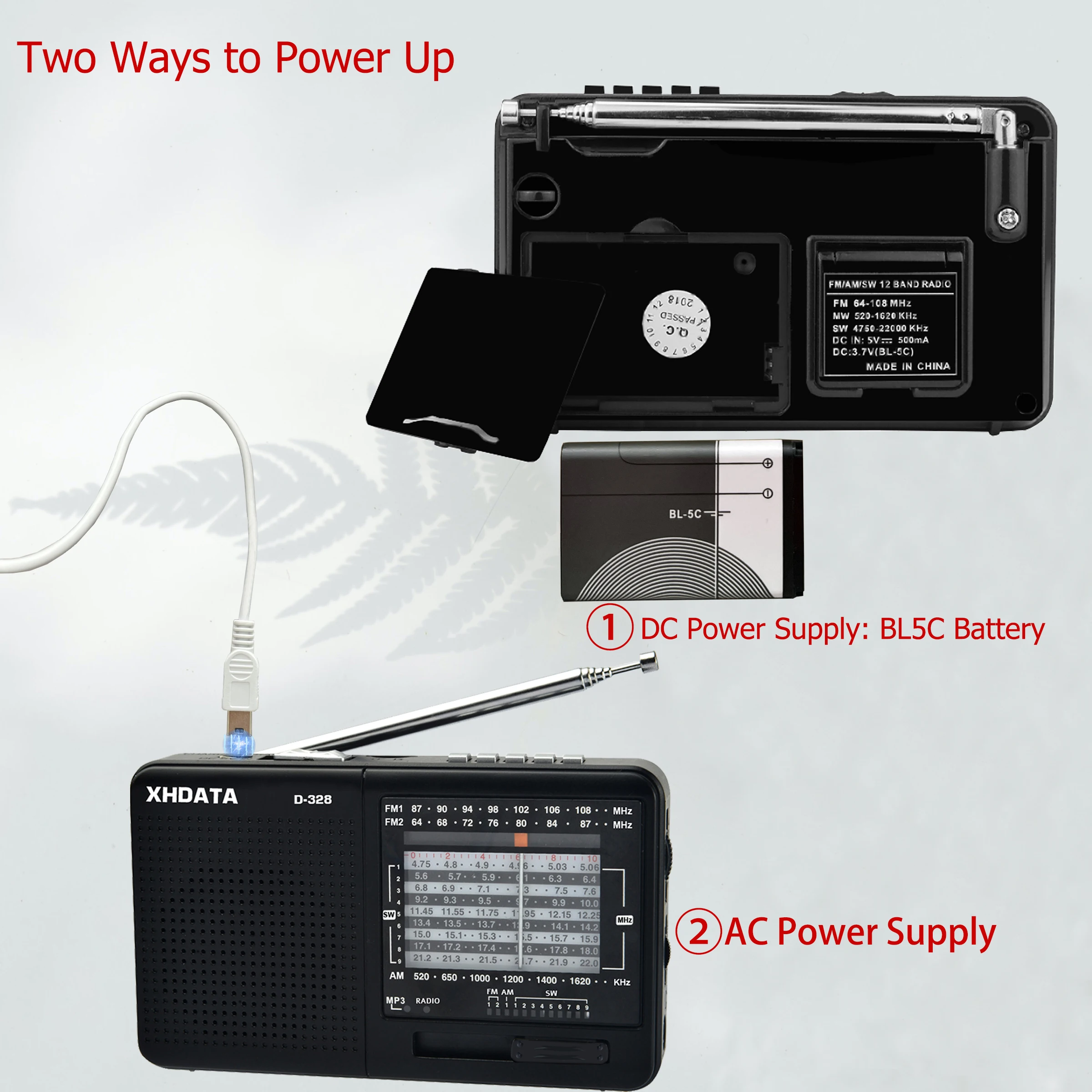 XHDATA D-328 FM Radio AM SW Tragbare Kurzwellen Radio Band MP3 Player Mit TF Karte Jack 4Ω/3W radio Empfänger