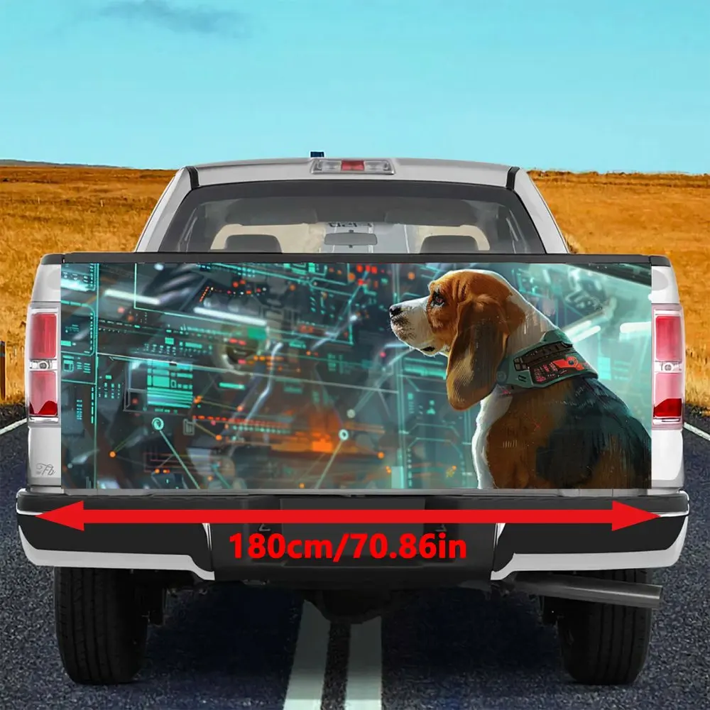 Science Fiction Beagle Dogs Print Car Tail Trunk Protect Vinly Decal Auto Accessories Hood Decor Sticker for Off-road Pickup