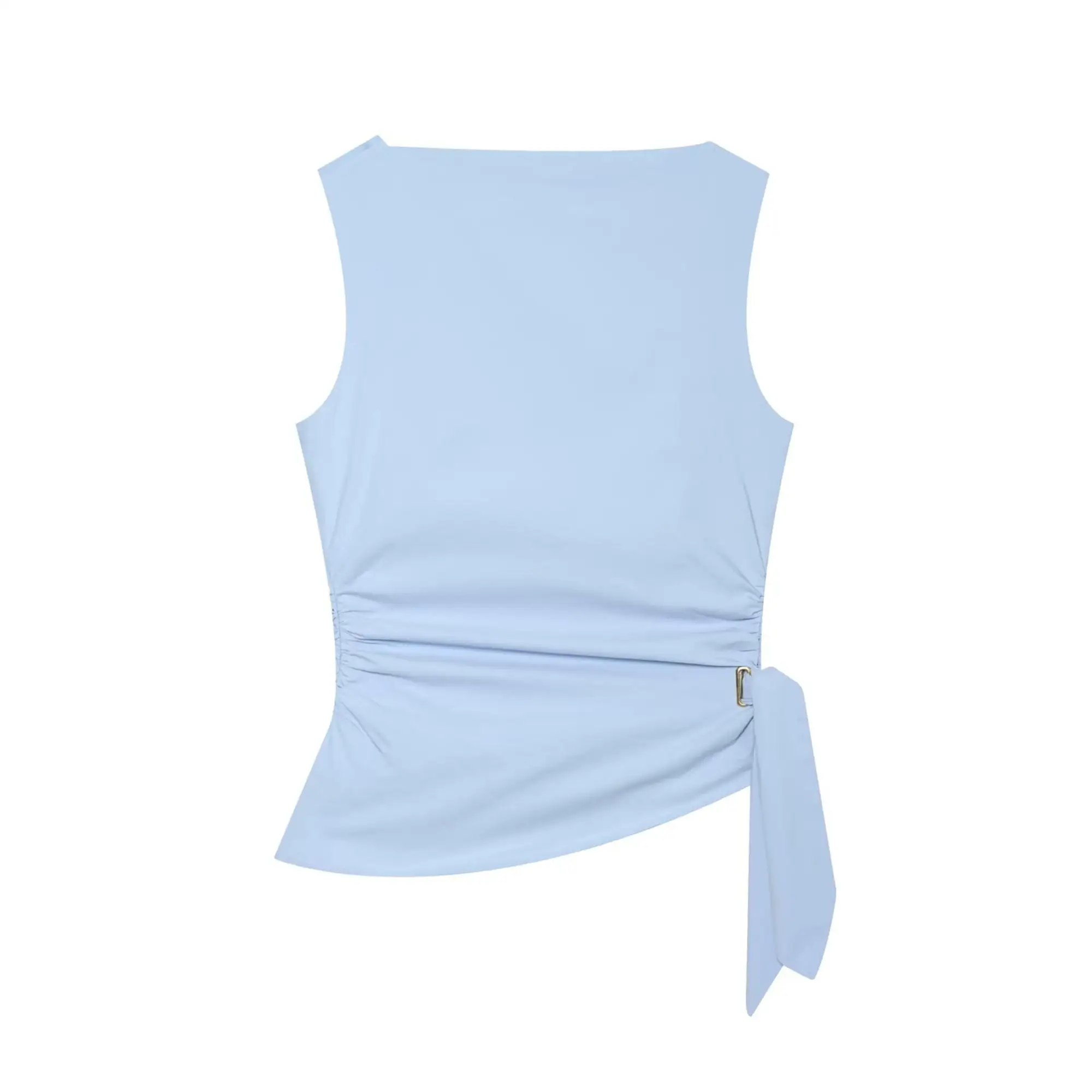 TFMLN 2026 Damen Sommer Tanktops Lässiges Basic Ärmelloses Shirt Eleganter Schräghals Einfarbig Schmal Geschnitten Urlaubs-Modekleidung – Detail 3