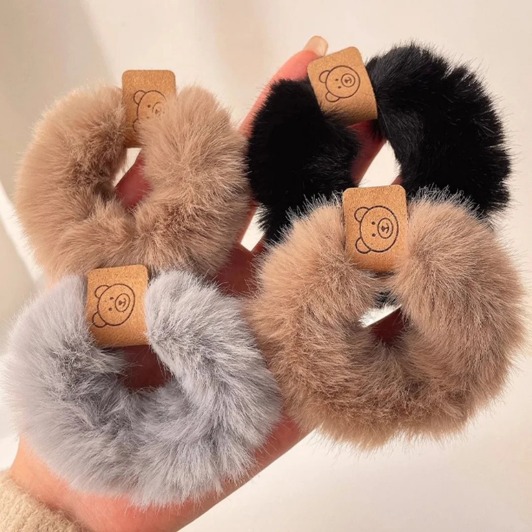 Furry Hair Scrunchies for Women,Elastic Bobbles Hair Bands Fluffy Ponytail Holders Soft Hair Ties for Women Hair Accessories