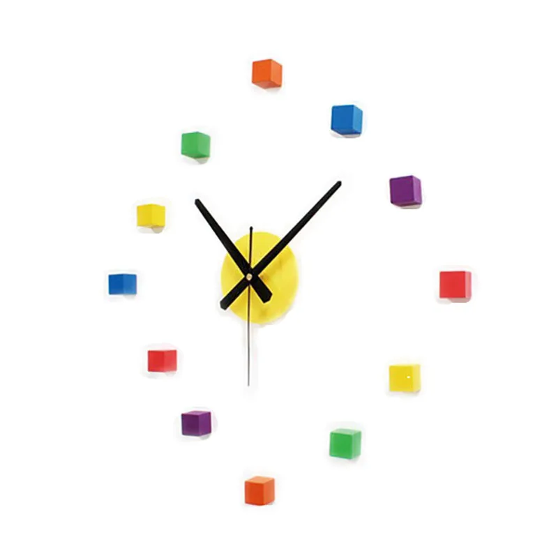 Creative color box clock DIY wood wall clock three - dimensional DIY fun combination of fashion watches fashion