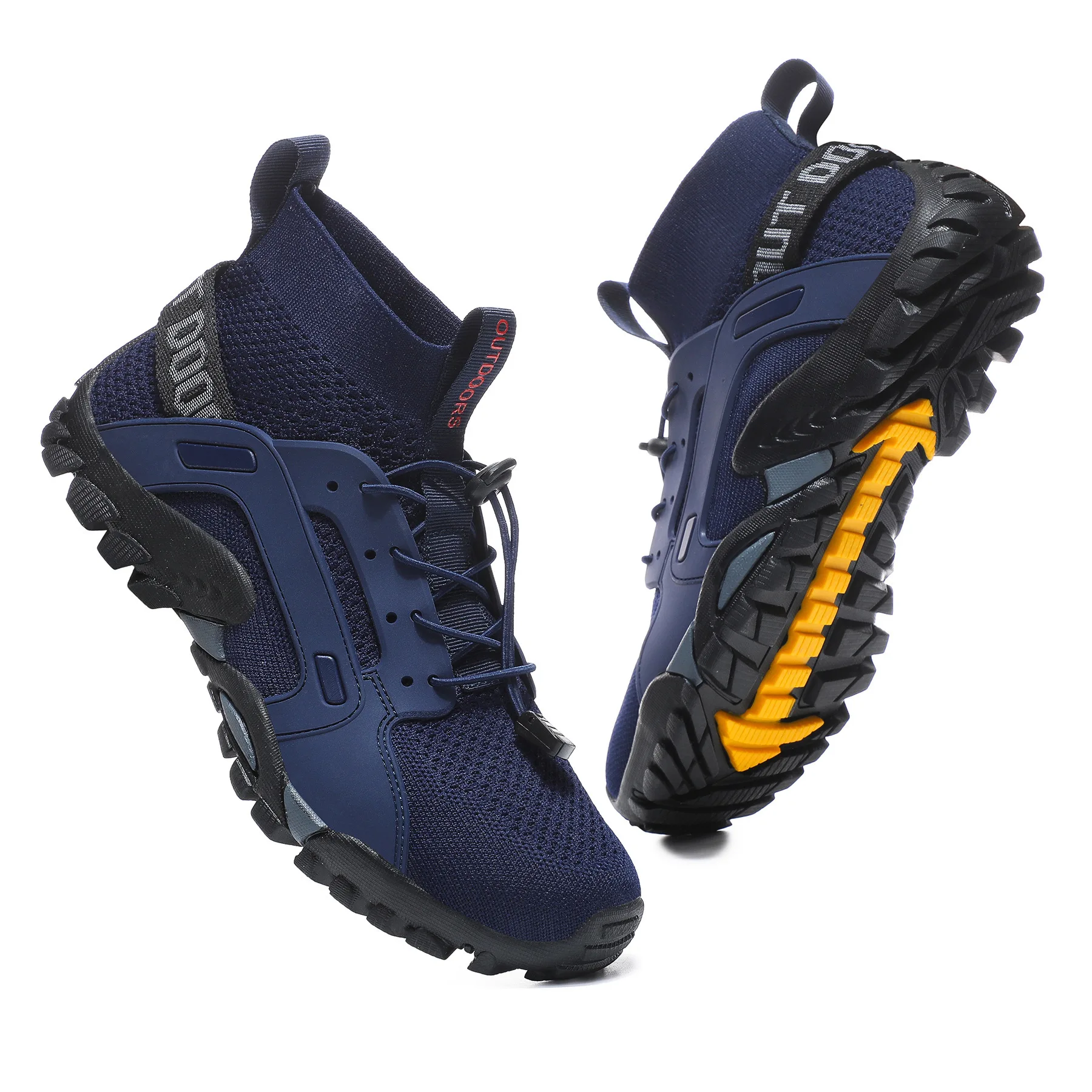 Men's hiking shoes fly-woven high-top large-size creek shoes, men's summer hiking shoes, women's outdoor amphibious shoes