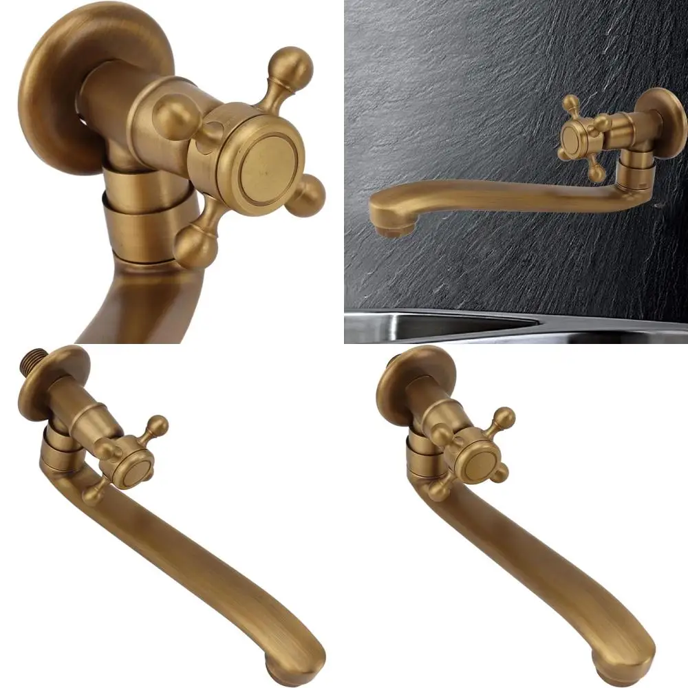 

Настенный одиночный садовый смеситель для холодной воды из старинной латуни с удлиненным круглым изливом для наружного использования