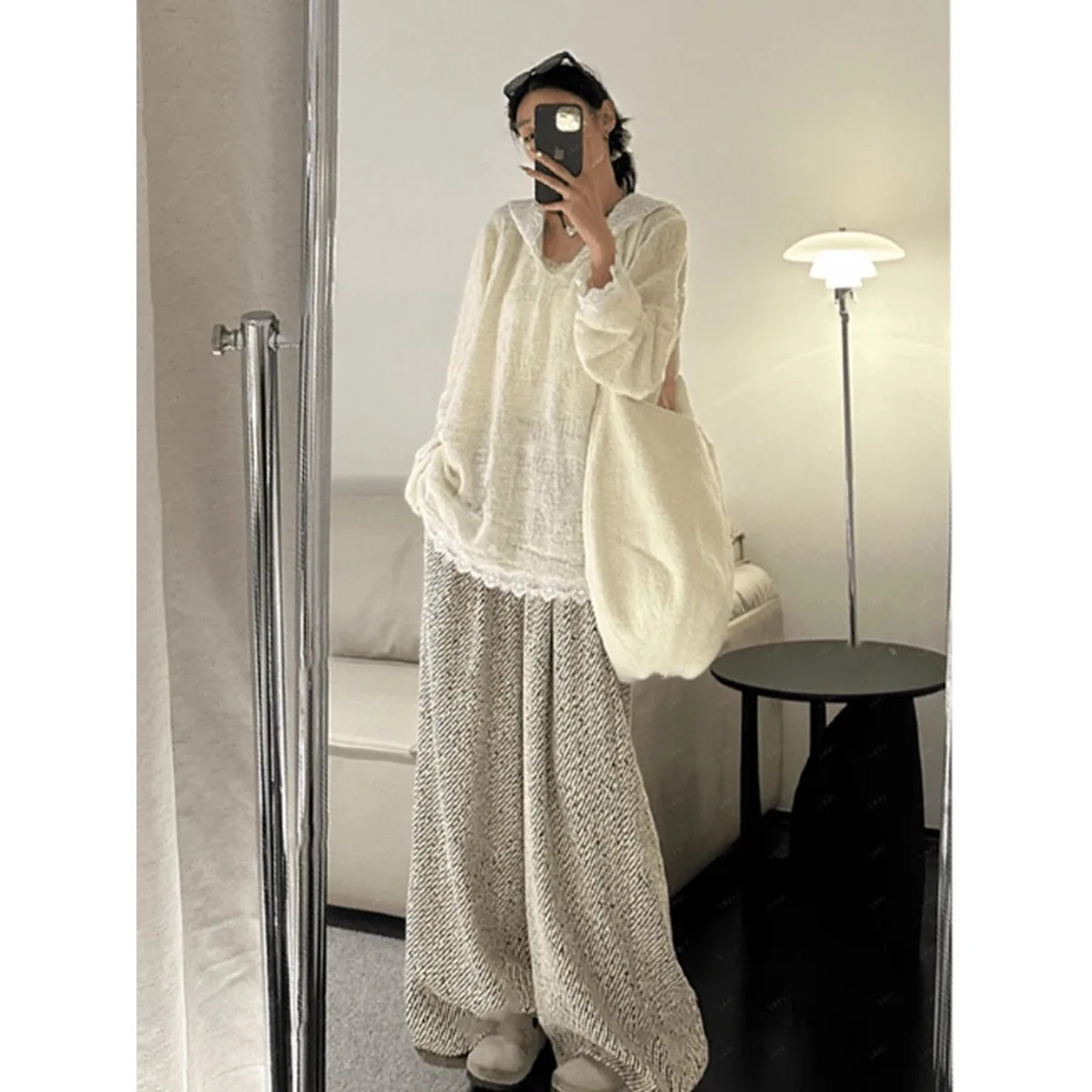 South korea Dongdaemun Autumn 2024 New Fashion Loose Design Trendy Ins Mopping Pants Straight Pants Pants women