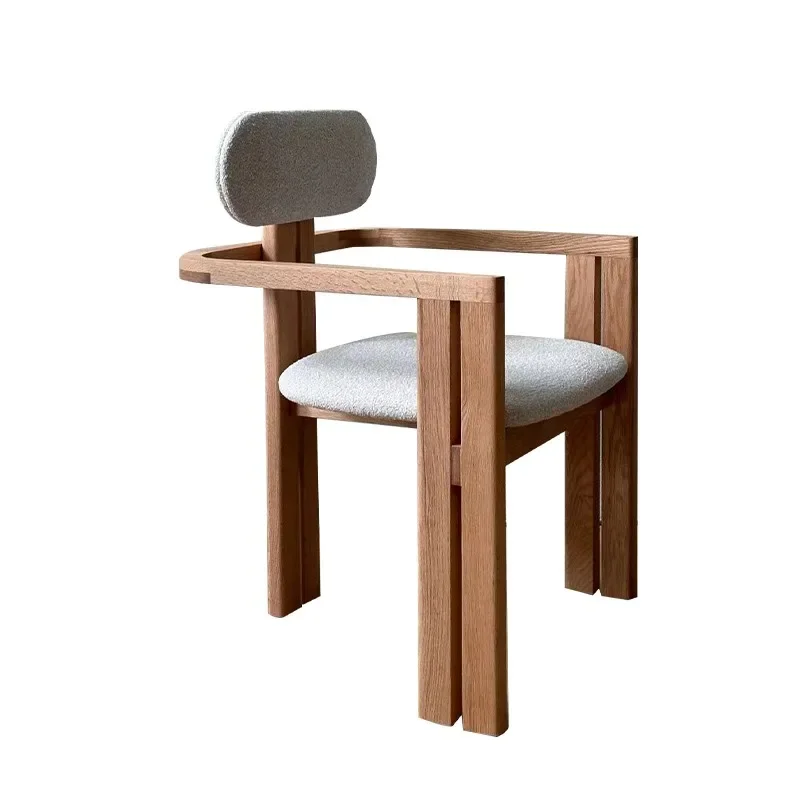 

Medieval solid wood dining chair, bedroom armchair French retro