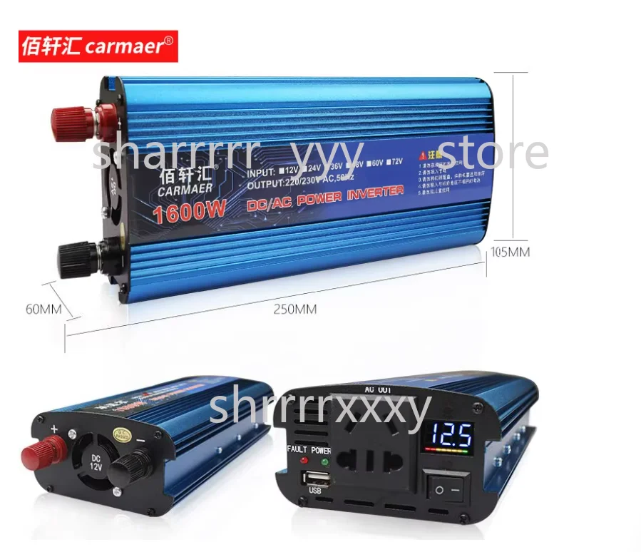 500W Modified Sine Wave Inverter 12-72V to 220V with USB and Digital Display for Solar & Vehicle