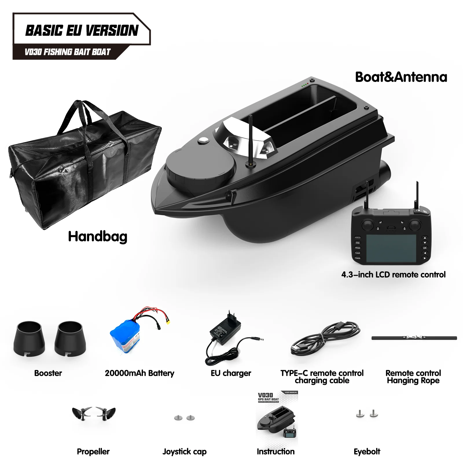 LOKEEVAN V030 RC Karpfen Angeln Köder Boot GPS, Große Größe 9 Angeln Boden 12 V High-Speed GPS Fishfinder Trawling Nest Köder Boot