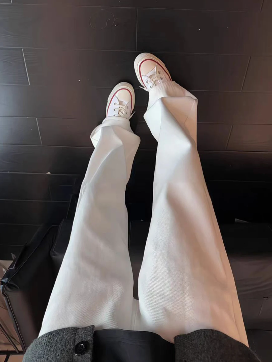 

Cleanfit White Flared Jeans Men's Slimming Knife Bootcut Pants mid Waist Denim Wear Resistant American Sle Autumn Winter