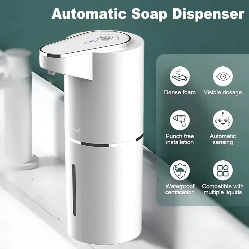 Wall Mounted Automatic Soap Dispenser Type C Contactless Electric Frother with Multiple Levels for Bathroom Vertical Charging