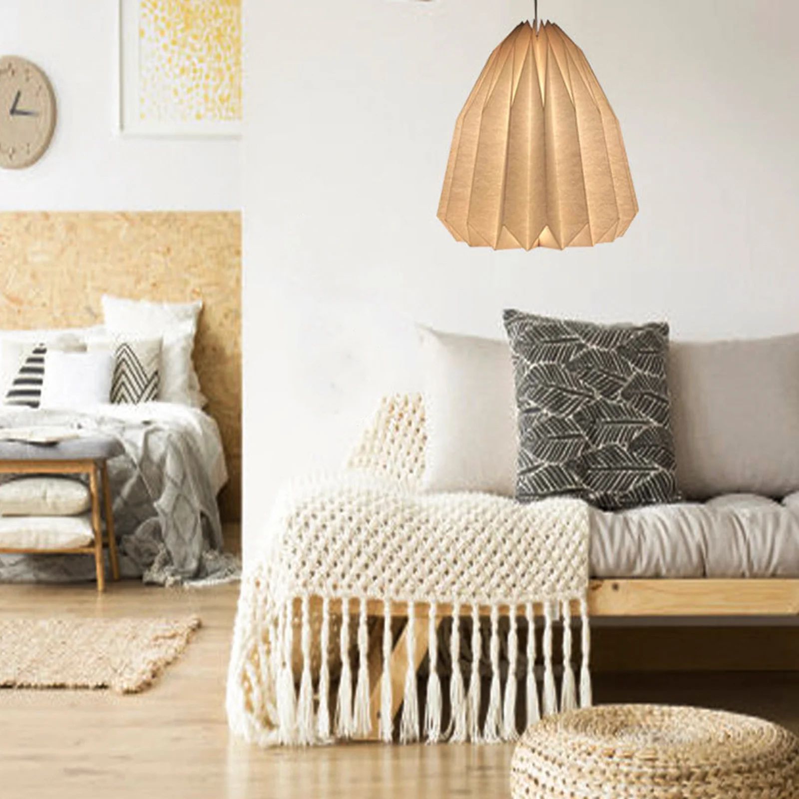 

Paper Origami Lamp Shade Round White Foldable Paper Lantern for Ceiling Pendant Light Home Office Decor Modern Rustic Style