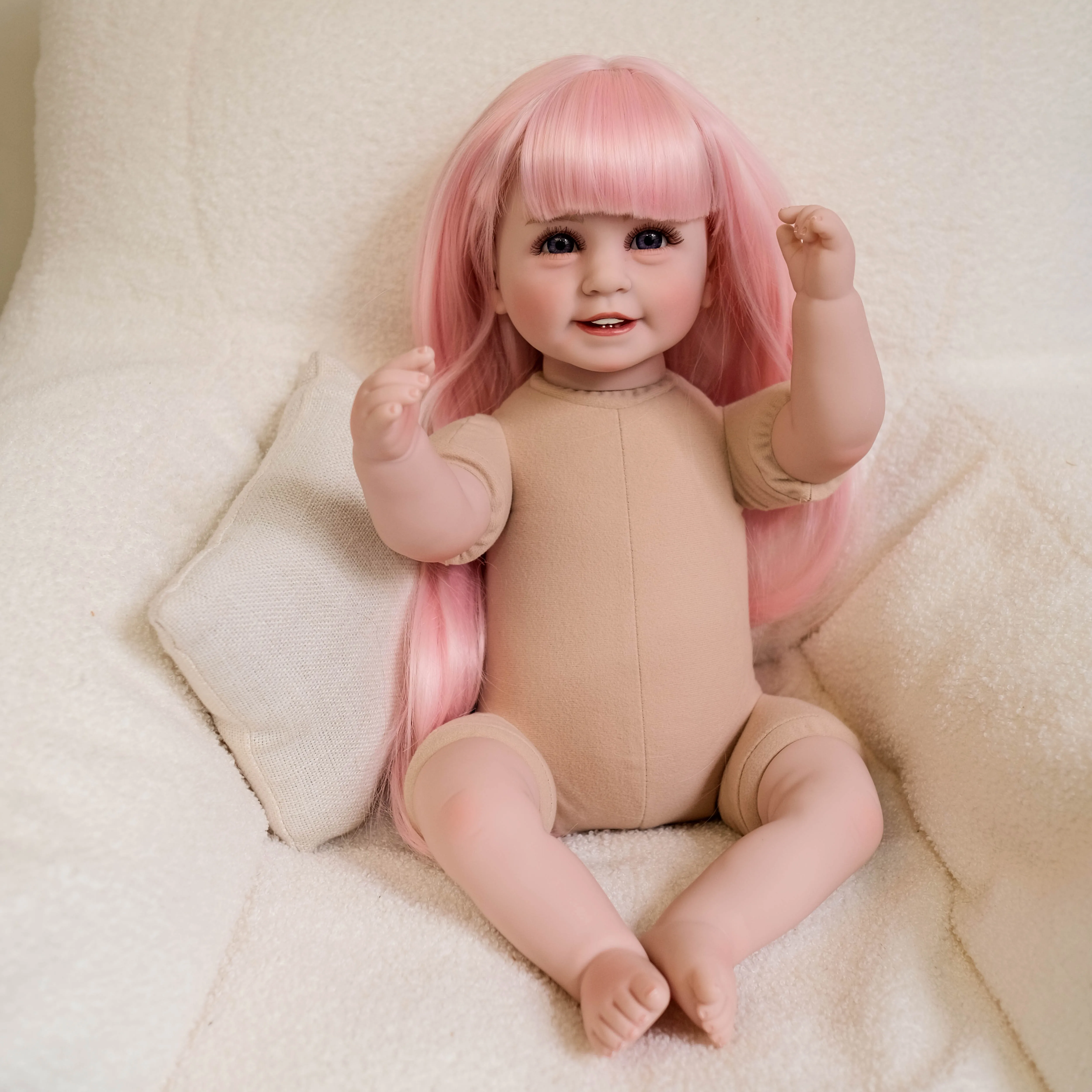 22inch Nude Cotton Baby Doll with Soft Body and Smile Fashion Doll Kid's Pretend Play Toy Christmas Gift