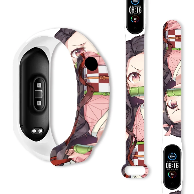 Anime Ghost Slayer Printed Strap for Xiaomi Mi Band 7 6 5 4 3 Watchband Sport Wristband Replaceable Bracelet for Accessories