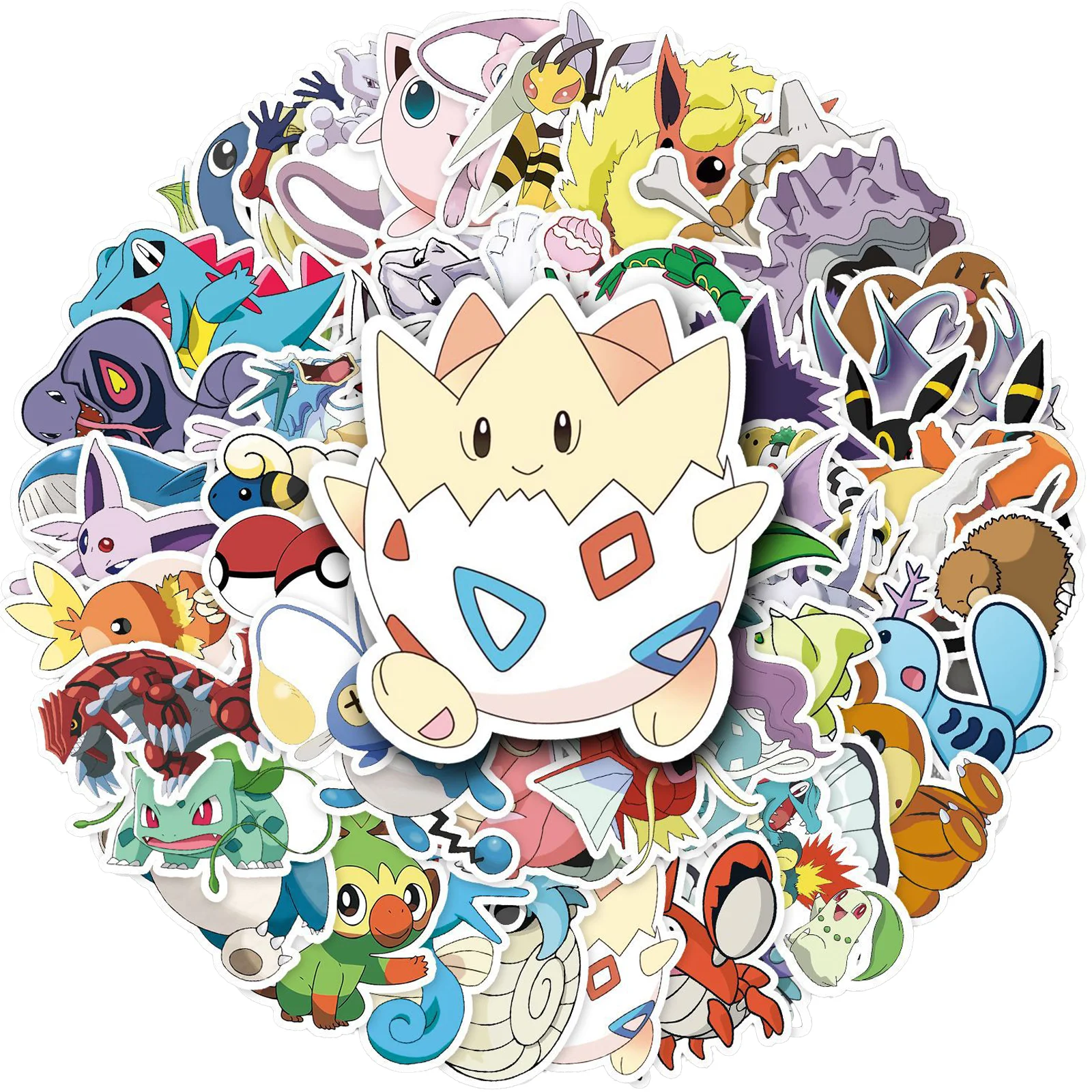 10/30/50Pcs Manga Pokemon Pikachu Gengar Creative Graffiti Luggage Scooter Tablet Computer Car Cartoon Decorative Sticker Gifts