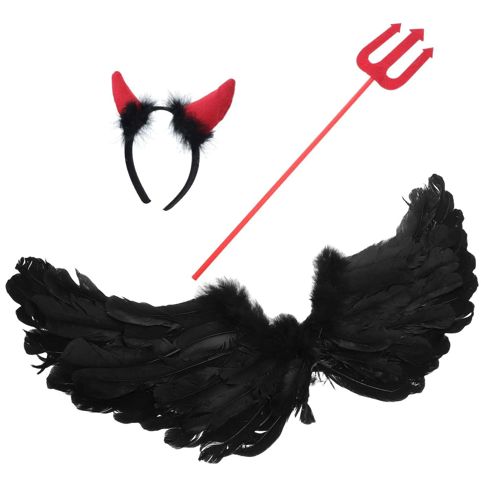 3 Pcs Halloween Show Wings Triangle Fork Headwear Costume Cosplay Kids Headbands