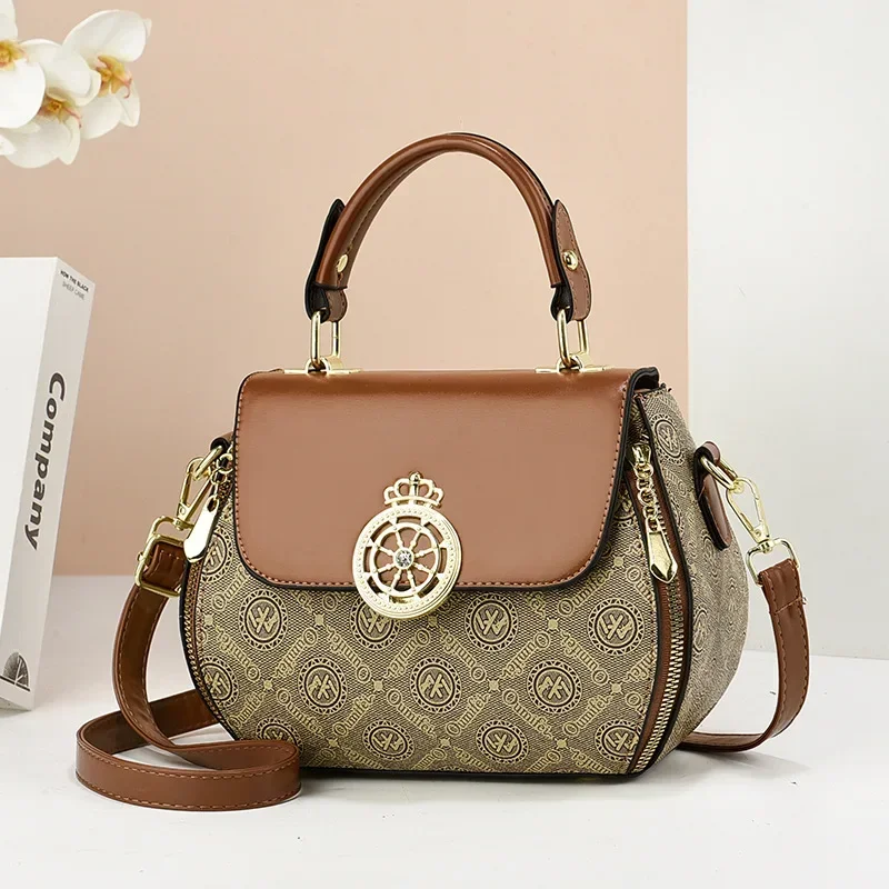 حقيبة يد نسائية كلاسيكية ريترو حقيبة كتف عصرية متعددة الاستخدامات ذات سعة كبيرة حقيبة كروس كاجوال للتنقل حقيبة حمل كاجوال