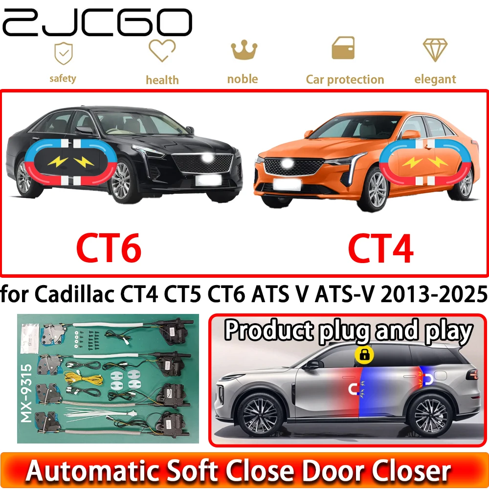 

ZJCGO for Cadillac CT4 CT5 CT6 ATS V ATS-V 2013-2025 Soft Close Door Kit Power Closing Latch System Auto Pull Door Easy Close