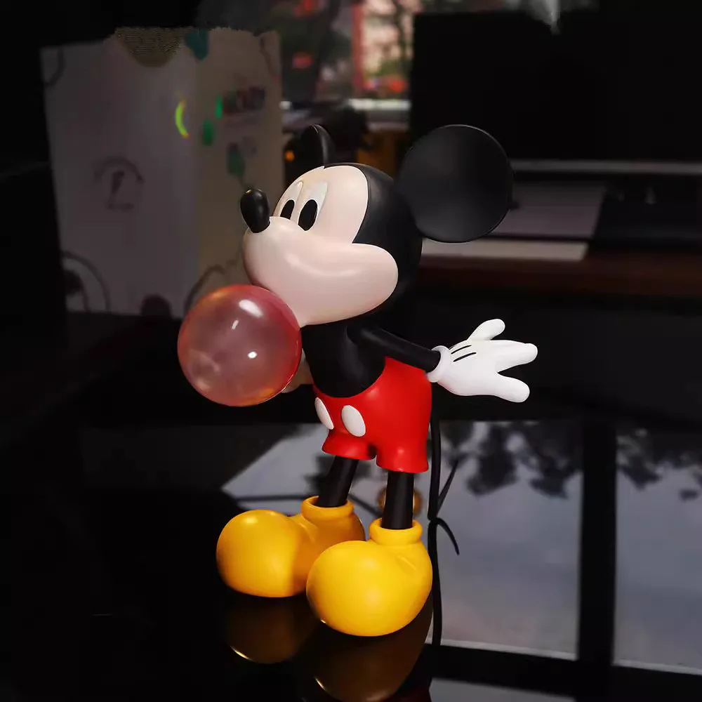 [Funny] 28cm Disney Mickey Minnie Mouse blow bubbles Action figure toys statue collection model home decoration kids best gift