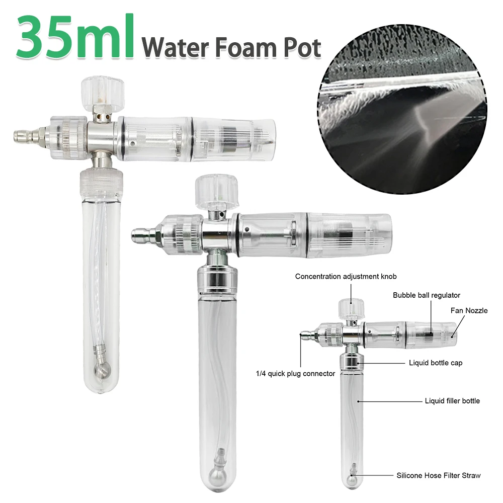 

35ml Water Foam Pot with 1/4 Inch Quick Connector Car Wash Foam Sprayer Adjustable Foam Spray Pot for Cleaning Cars SUVs