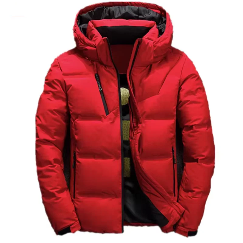 FGKKS 2024 Quality Brand Men Down Jacket Slim Thick Warm Solid Color Hooded Coats Fashion Casual Down Jackets Male