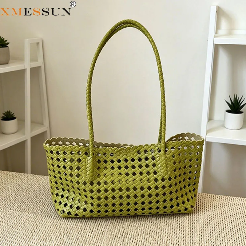 New Bohemian Weave Hollow Out Shoulder Bag for Women ,Summer Luxury Designer Vacation Basket Bag Females Beach Underarm Tote Bag