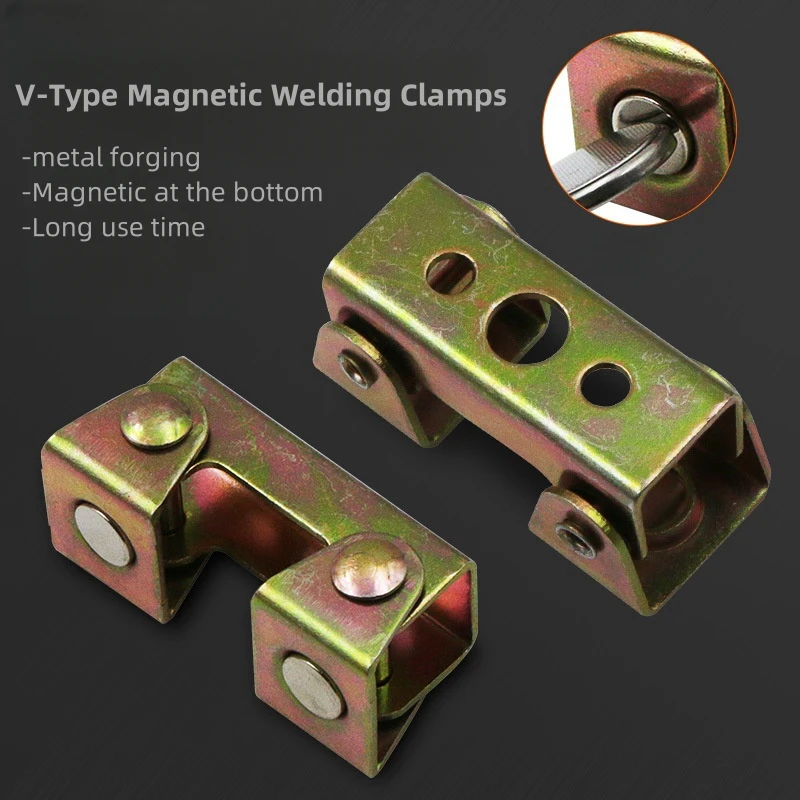 V-Type Magnetic Welding Clamps Adjustable V-Type Fixture Clamp Magnetic Kit Magnetic V-sharp Tab Holder Corner for Tack Welding