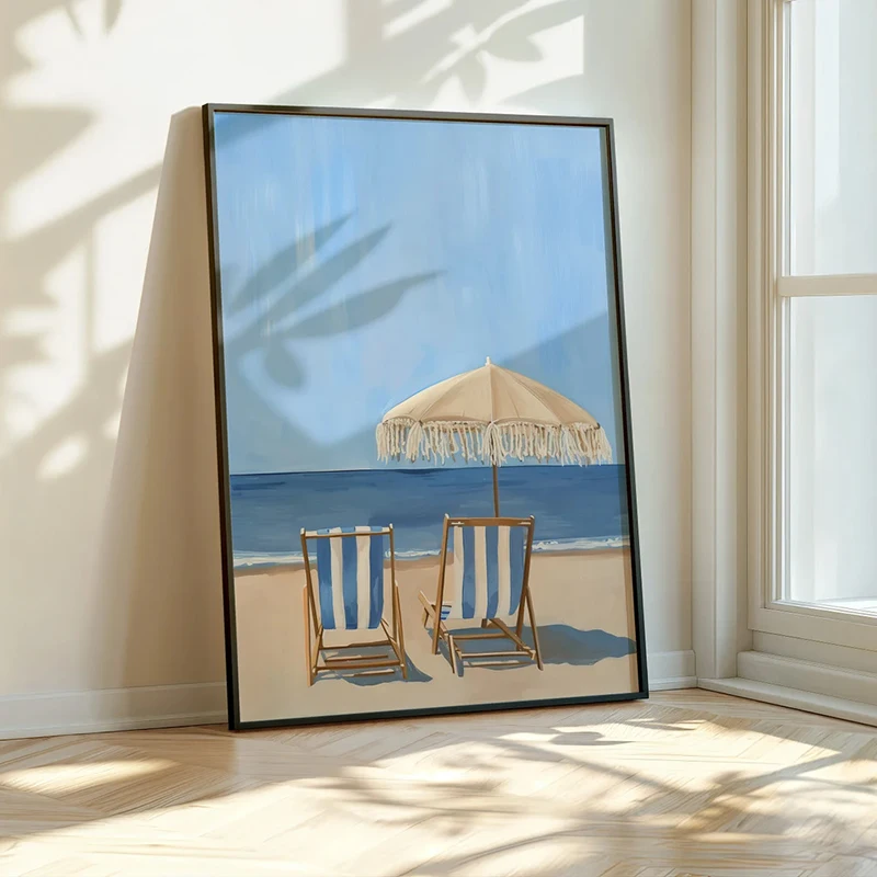 Blue Coastal Beach Sailboat Hydrangea Posters Prints Landscape Canvas Painting Wall Art Pictures Living Room Home Decor Cuadros