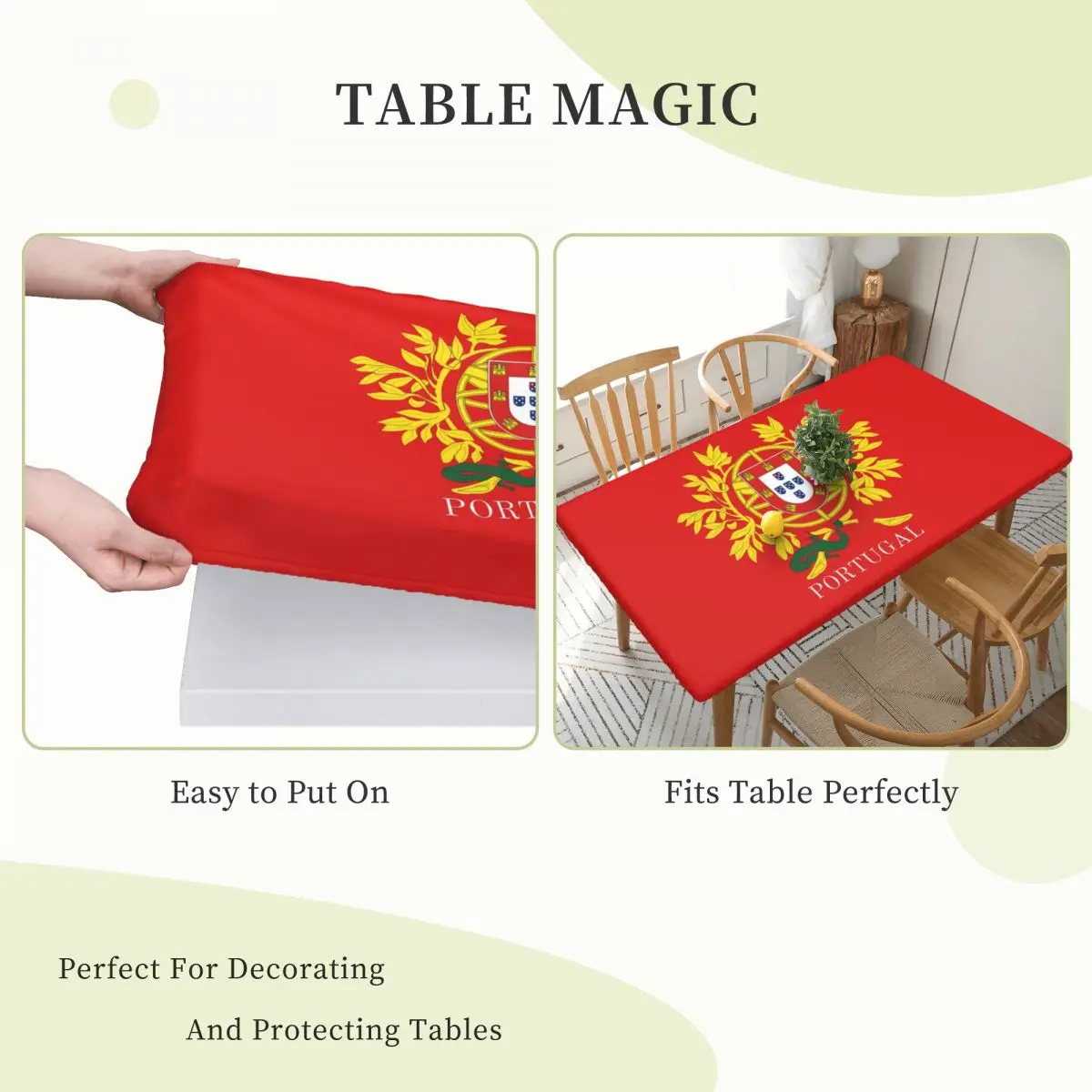 Flag Of Portugal Custom Rectangular Tablecloth Waterproof Table Cover for Dining Events Table Cloth