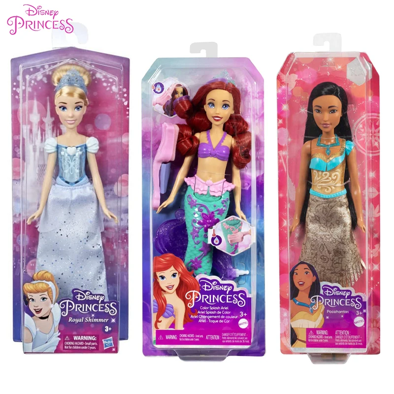 

Original Disney Princess Royal Shimmer Hair Feature Ariel Color Splash Ariel Pocahontas Fashion Doll Cinderella Mermaid Girl Toy