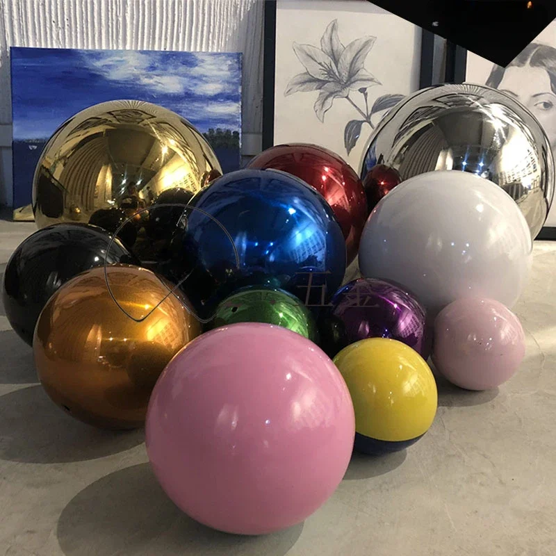 Electroplate Deco Ball 304 Stainless Stell Blue Mirror Gold Round Hollow Hanging Balls Birthday Decoration