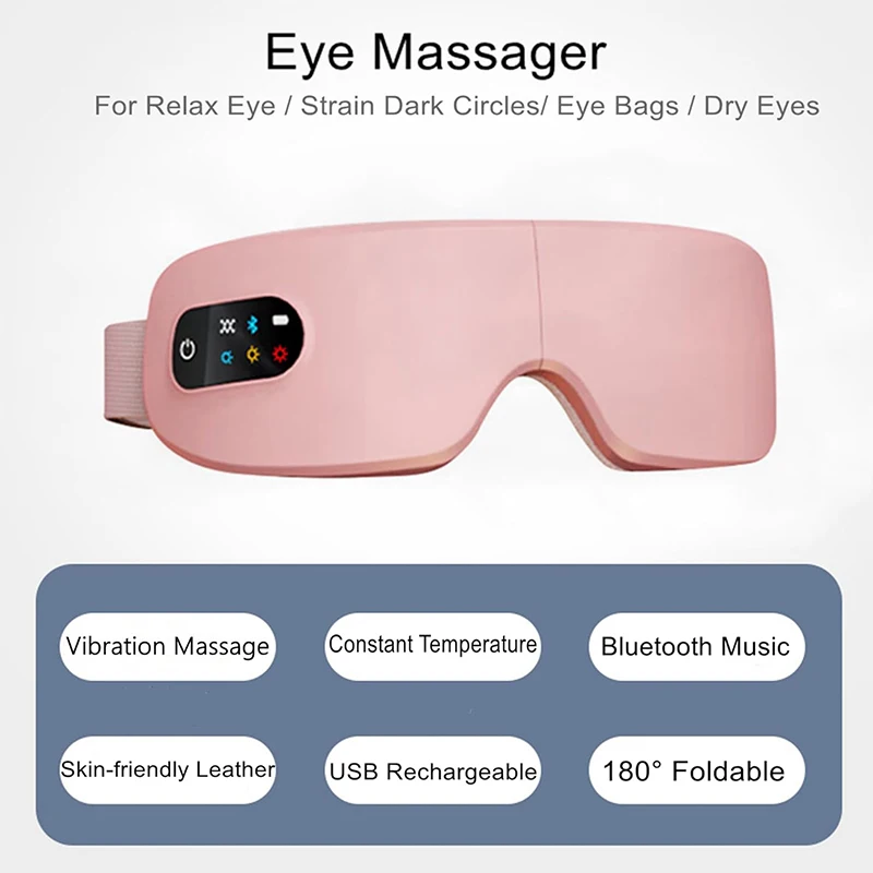 Elettrico Smart Eye Massager Airbag Vibrazione Riscaldamento Musica Bluetooth Allevia l'affaticamento e le occhiaie Strumento per la cura degli occhi