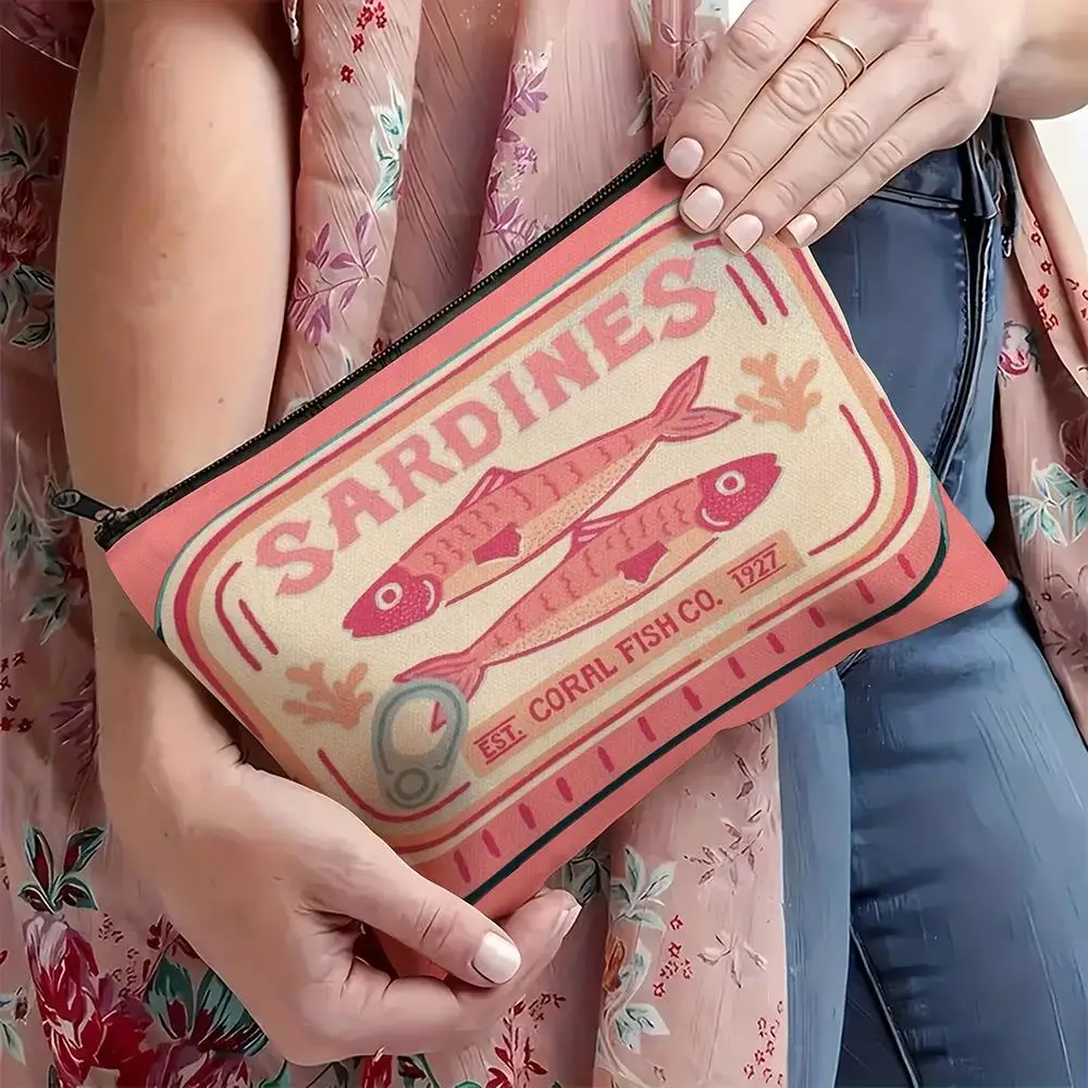 

Handbag Makeup Bags Vintage Storage Case Change Purse Cosmetic Pouch Durable Package Sardines Design Decor Lightweightm Bag