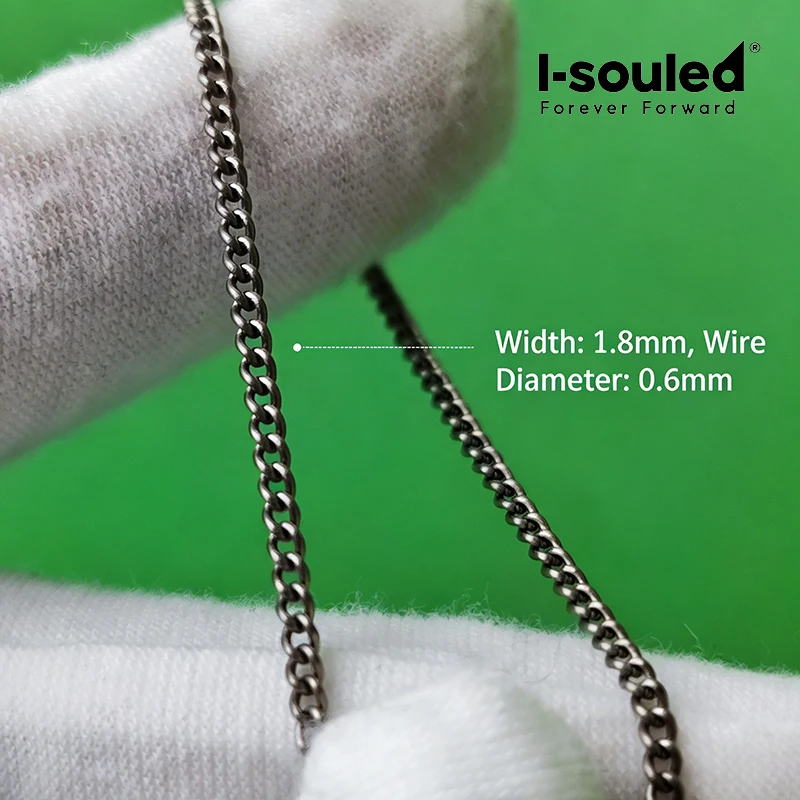 Solid Titanium 1.8mm Curb Chain Necklace for Men Women, 16-24 Inch Hypoallergenic Durable Soldered Links Titanium Jewelry