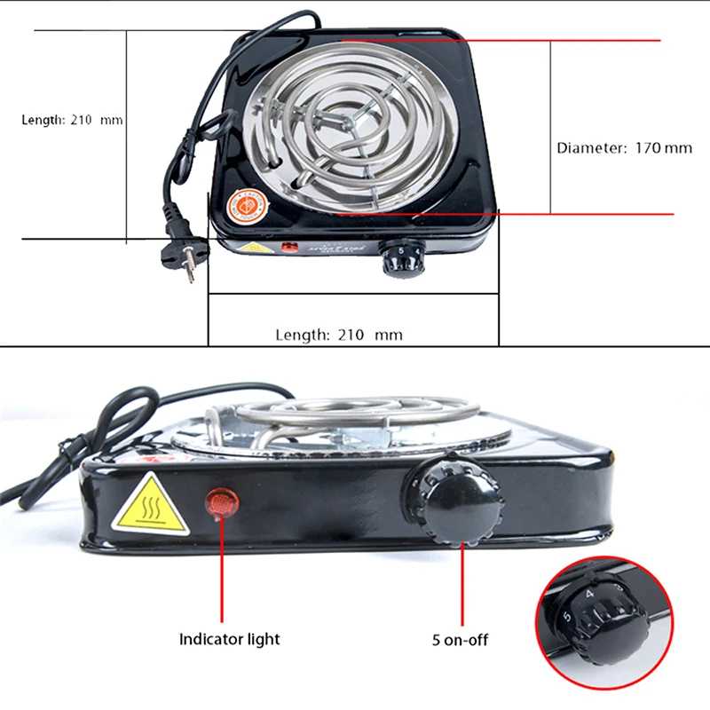 Kitchen Cooking Coffee Heater Chicha Fast Burning Hookah Shisha Coal Burner 1000W Hot Plate Barbecue Electric Stove