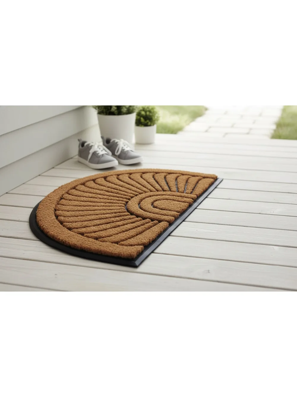 سجادة باب مطاطية من جوز الهند الطبيعي مقاس 24 × 36 شديدة التحمل منخفضة الكومة وسهلة التنظيف ومتينة للمدخل للاستخدام الداخلي في الهواء الطلق