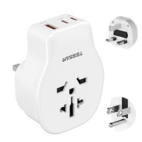 TESSAN Universal Travel Adapter Europe Plug Adaptor with 1 AC Outlet 2 Type C 1 USB A Multi Wall Socket for Travel To UK USA