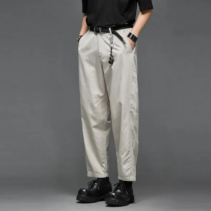High Quality Simple Fashion Minimalist Japanese-Style Retro Men's Straight Loose Nine Points Leisure Men's Pants