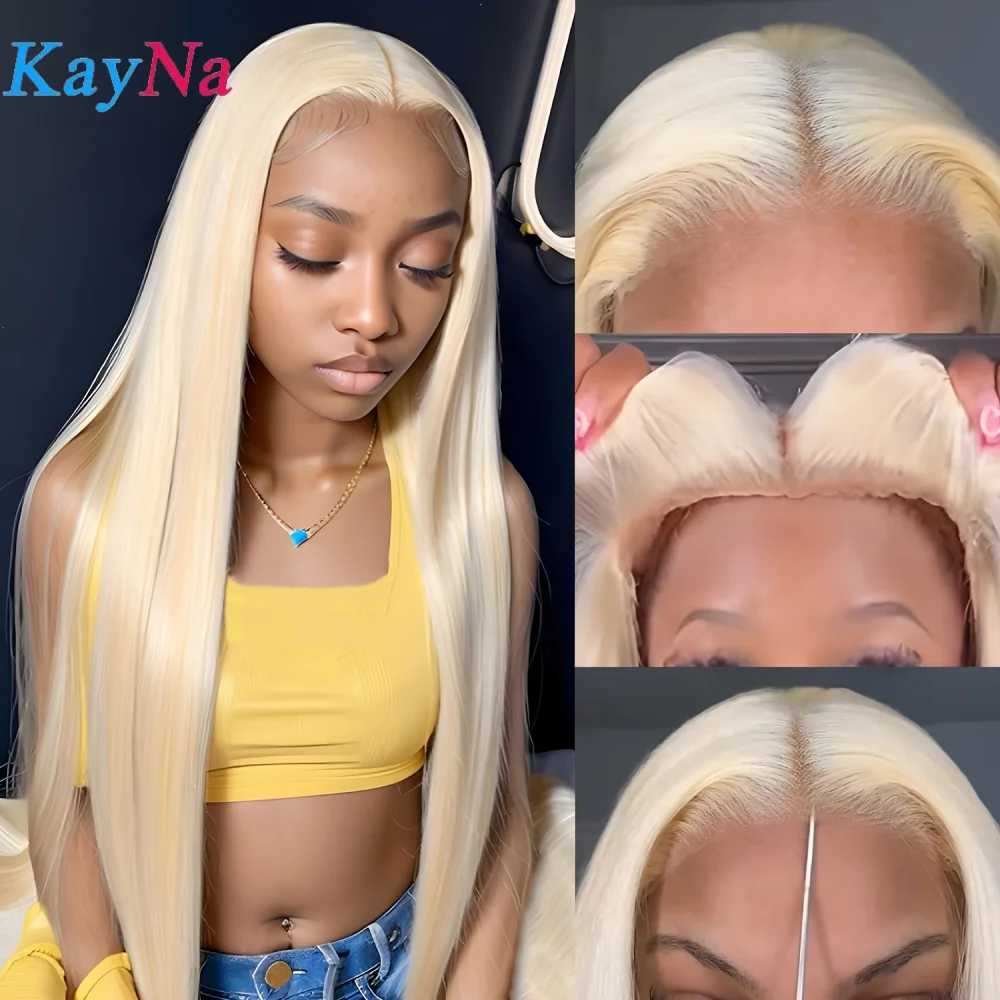 

613 Glueless Lace Front Wig Human Hair Blonde Straight 6x4 HD Lace Frontal Wigs Pre Cut Lace Read to Wear Go Colored 613 Wigs