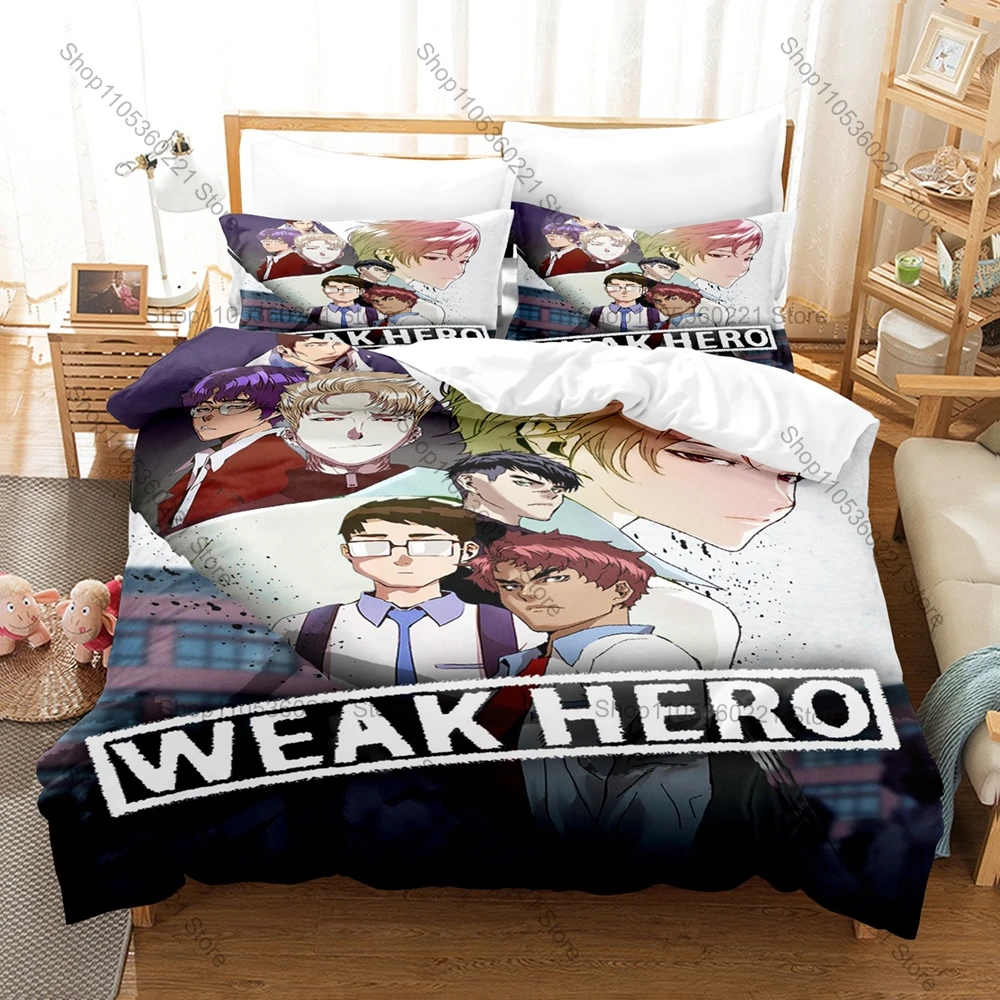 Art Print Weak Hero Bedding 3 Pieces Soft Breathable Quilt Cover Pillowcase Universal Bed Linens for Room Decor