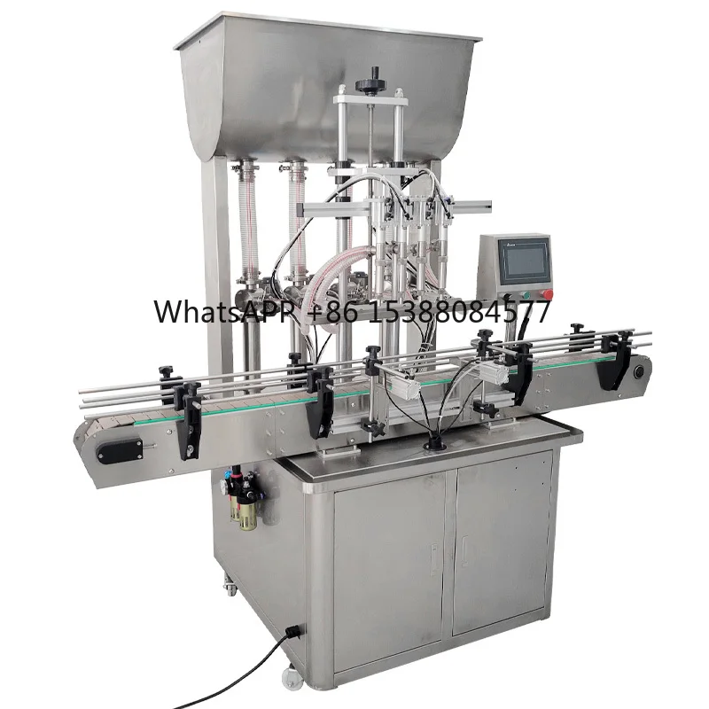 Auto 4 Heads Piston Filler for Filling Viscous Liquid Oil Lotion Cream Sauce Jam Honey