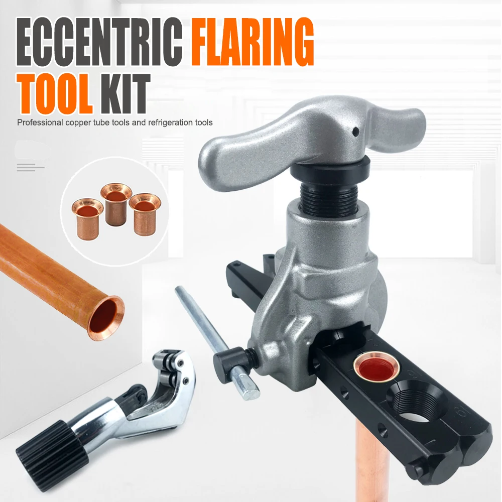 Inch/Metric 6 Hole Single Splint Eccentric Tube Expander Air Conditioner Copper Pipe Bellmouth Eccentric Flaring Tool Kit