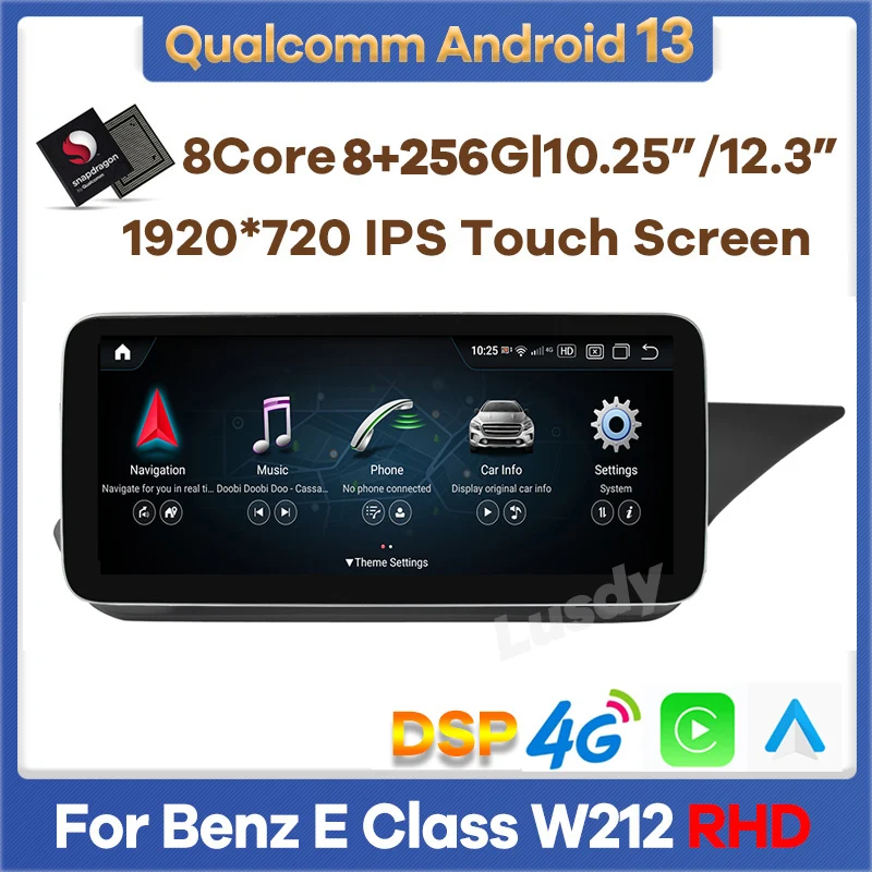 

10.25"/12.3" Android 13 Qualcomm 8+128G Car Multimedia Player GPS Radio for Mercedes Benz E Class W212 RHD E200 E230 E260 E300