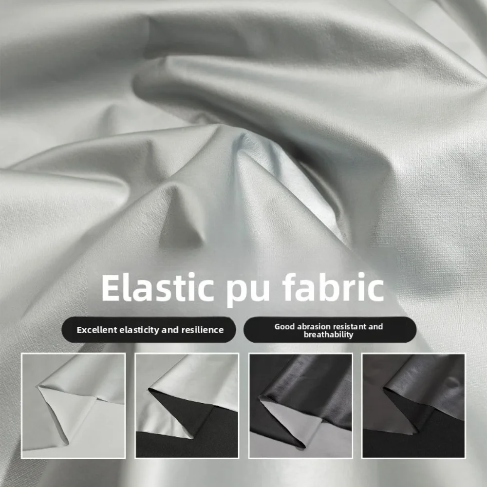 4 Way Stretch Thin PU Leather Fabric Cloth Matte Material By The Meter for Hand DIY Designer Apparel Sewing Fabrics