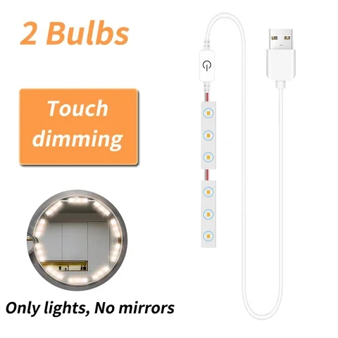 Lámpara de pared de maquillaje para tocador de baño, luces Led blancas regulables con Control táctil, interfaz USB, espejo, 4/6/10/14 bombillas